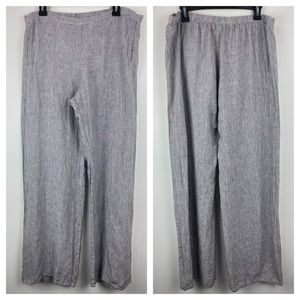 Flax size Medium Women’s White Black Pinstripe Linen Pull On Pants